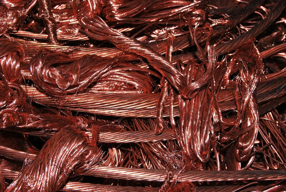 Close-up of copper wire scrap bought in Hyderabad
